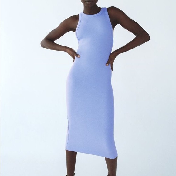 Zara blue ribbed dress - Picture 3 of 3